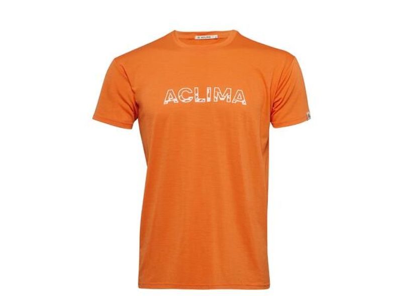 Aclima LightWool 140 classic tee Logo M's Orange Tiger